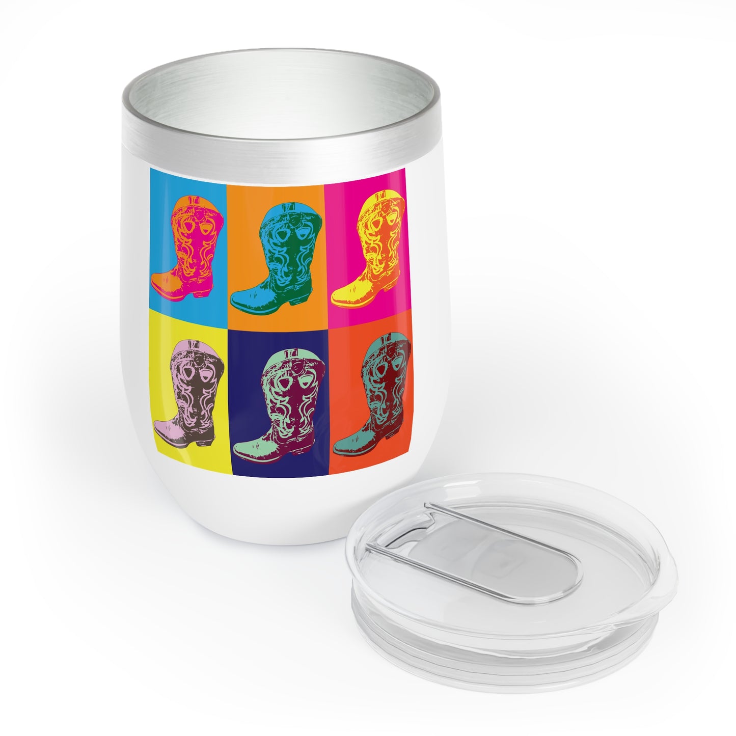 Cowboy Boot Pop Art Chill Wine Tumbler