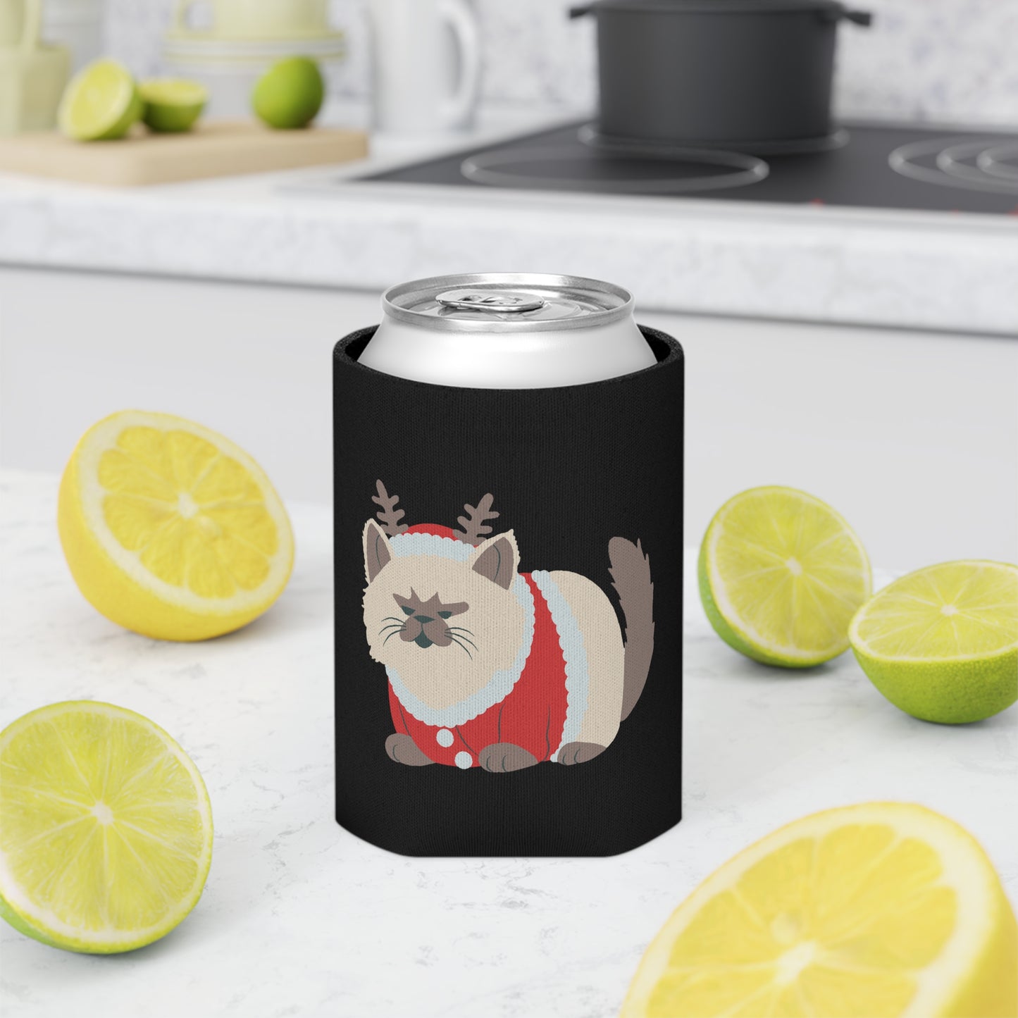 Grumpy Christmas Cat Can Cooler