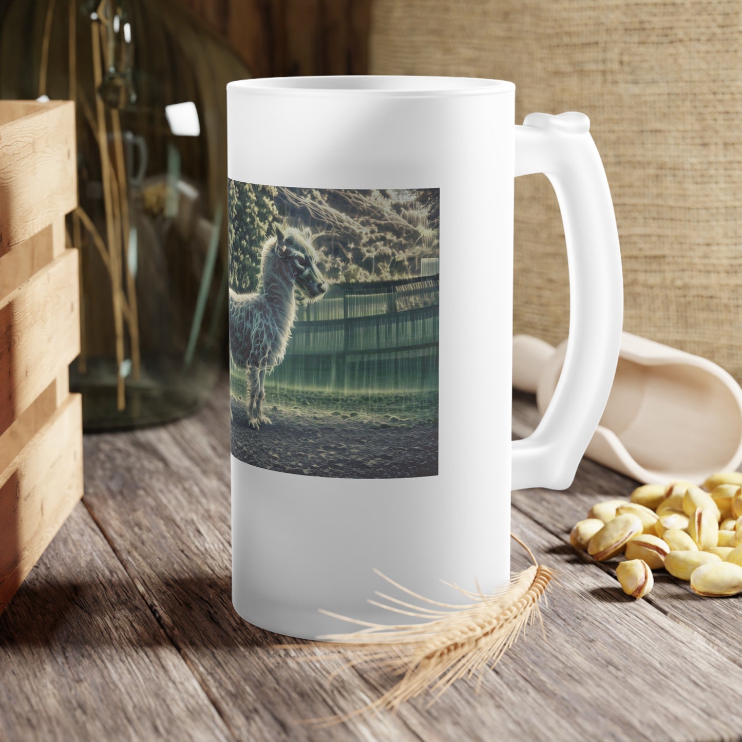 Ghoul Llama Frosted Glass Beer Mug