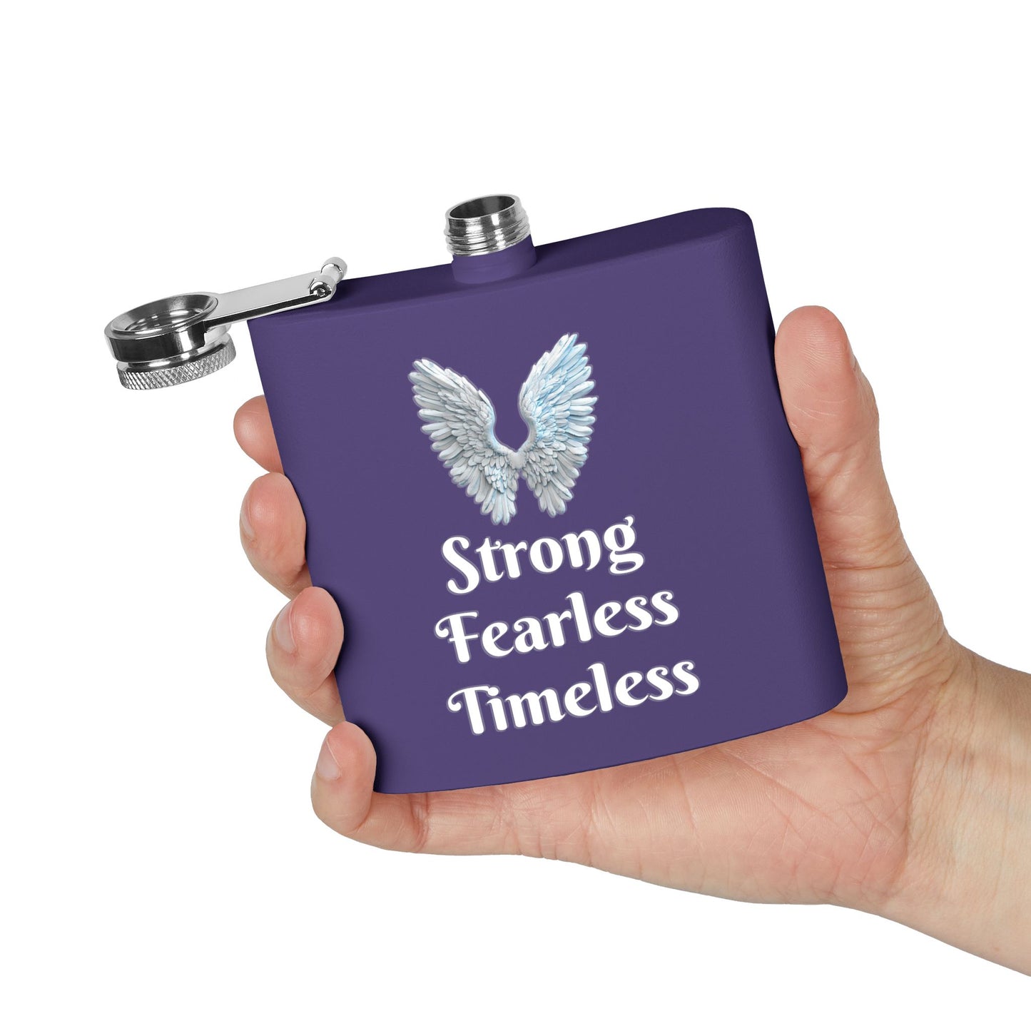 Strong Fearless Timeless Stainless Steel Flask, 6oz