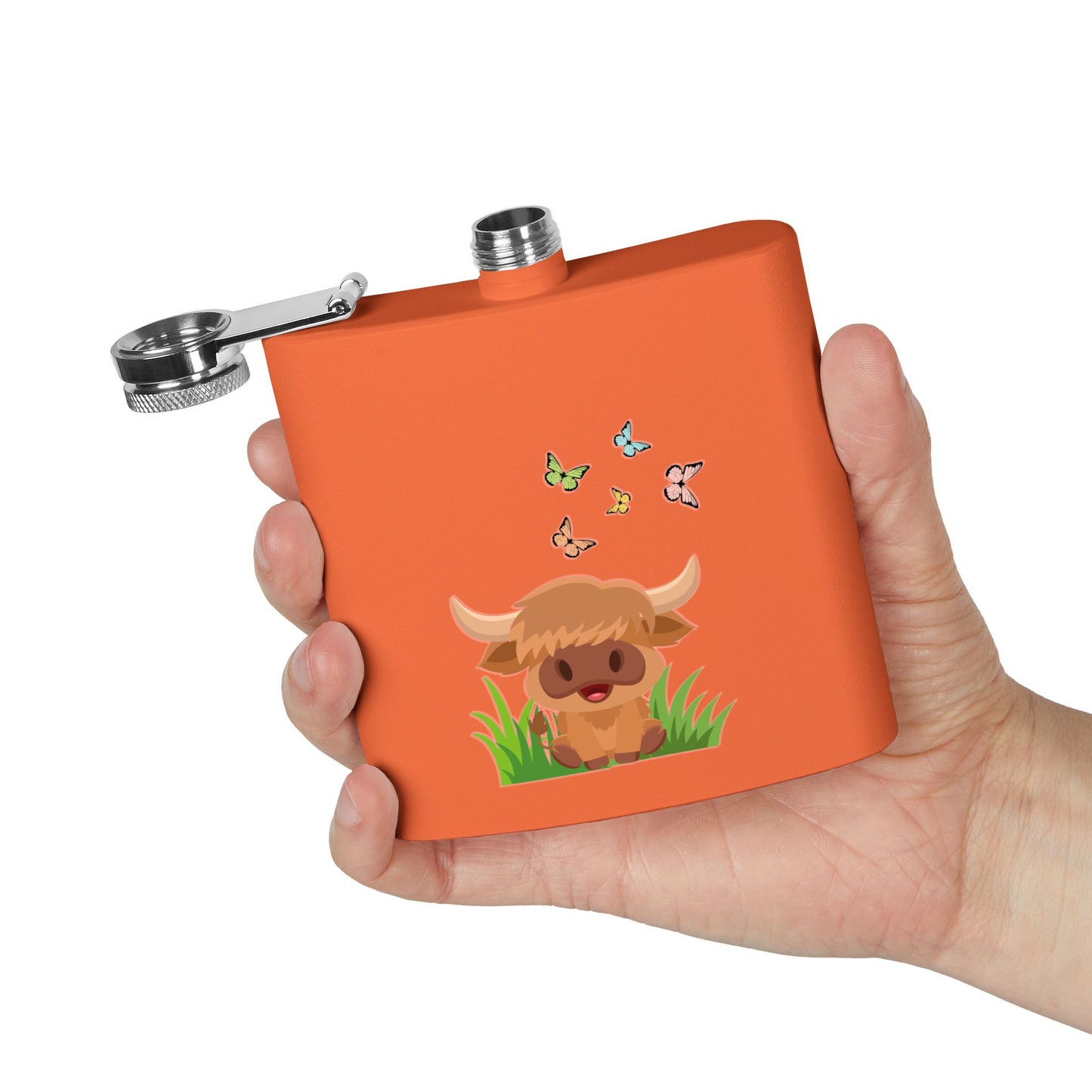 Highland Cow Stainless Steel Flask, 6oz