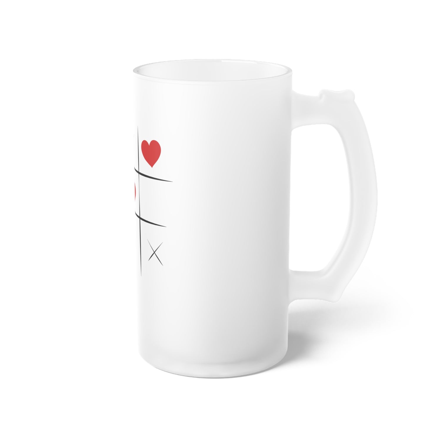 Noughts and Crosses Love Edition Frosted Glass Beer Mug