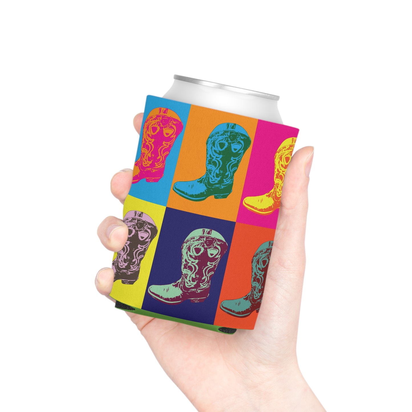 Cowboy Boot Pop Art Can Cooler