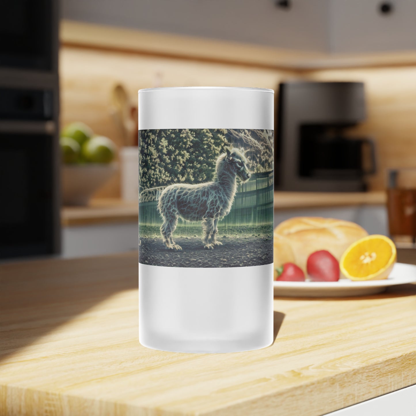 Ghoul Llama Frosted Glass Beer Mug