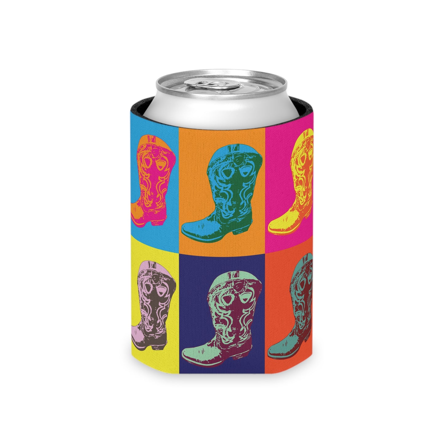Cowboy Boot Pop Art Can Cooler