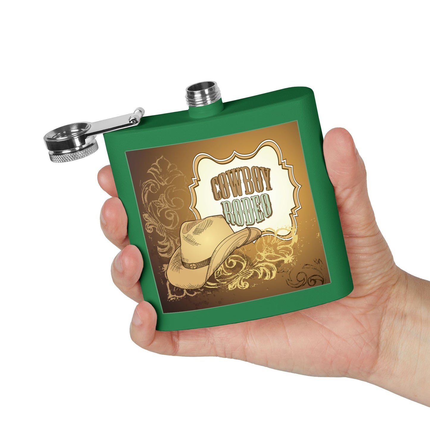 Cowboy Rodeo Stainless Steel Flask, 6oz