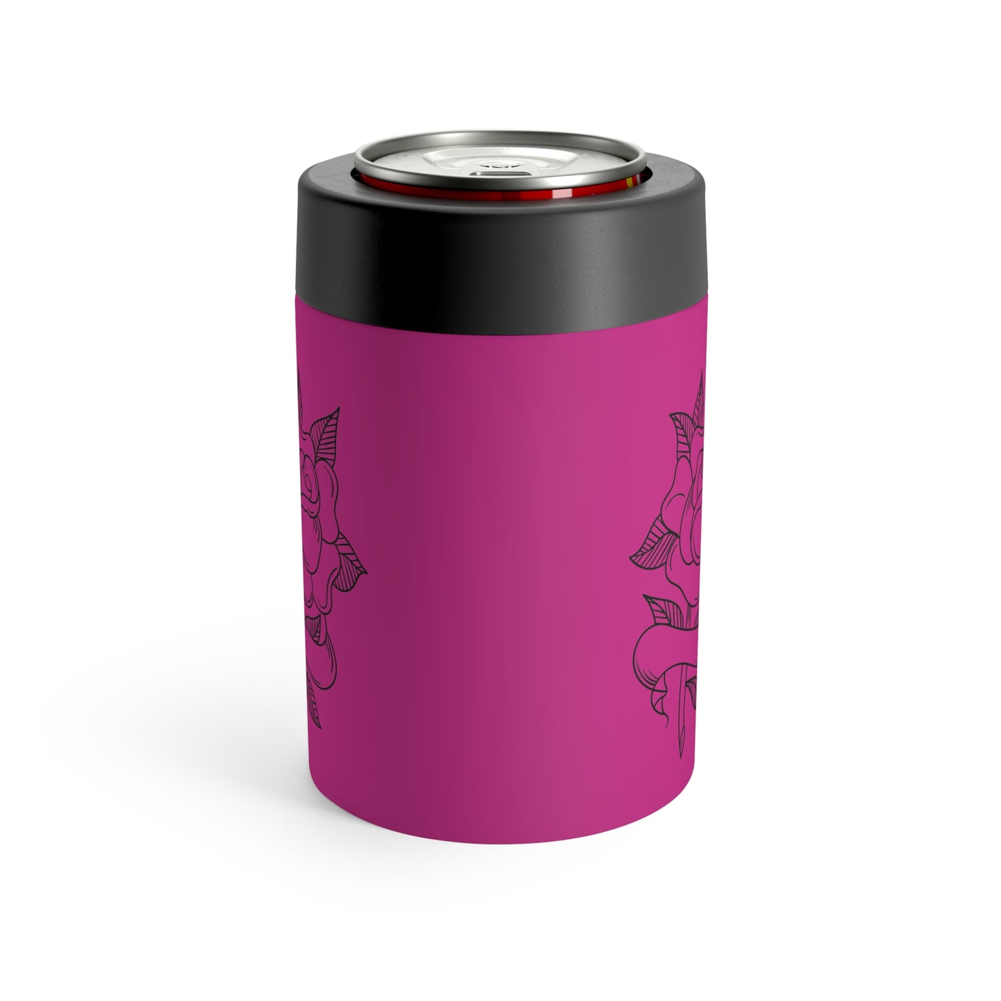 Rose Tattoo Stainless Can Holder