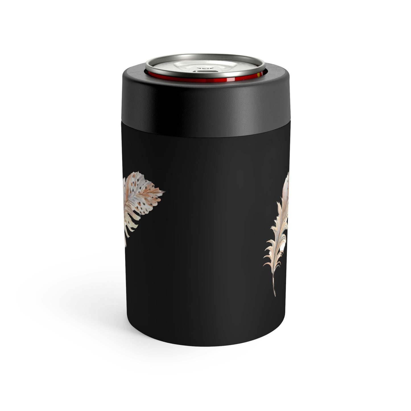 Feather Print Stainless Can Holder