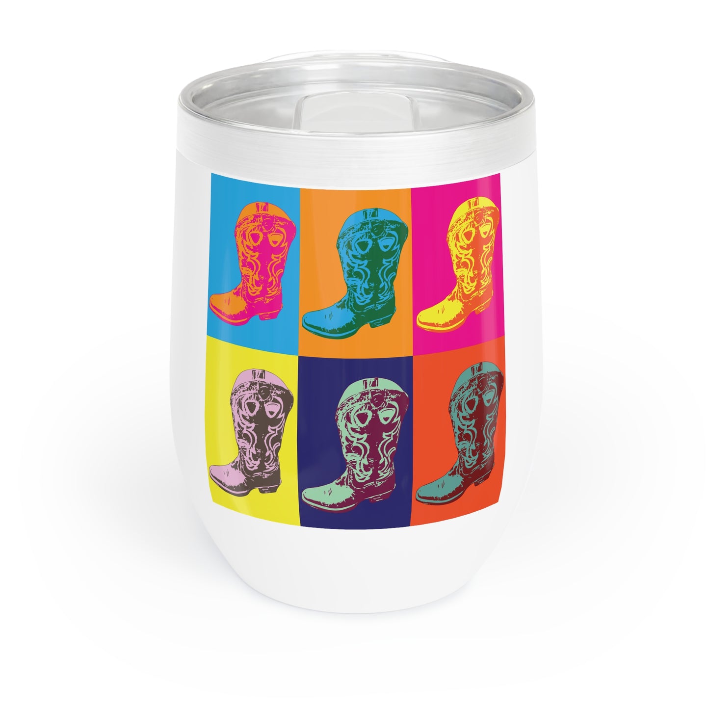 Cowboy Boot Pop Art Chill Wine Tumbler