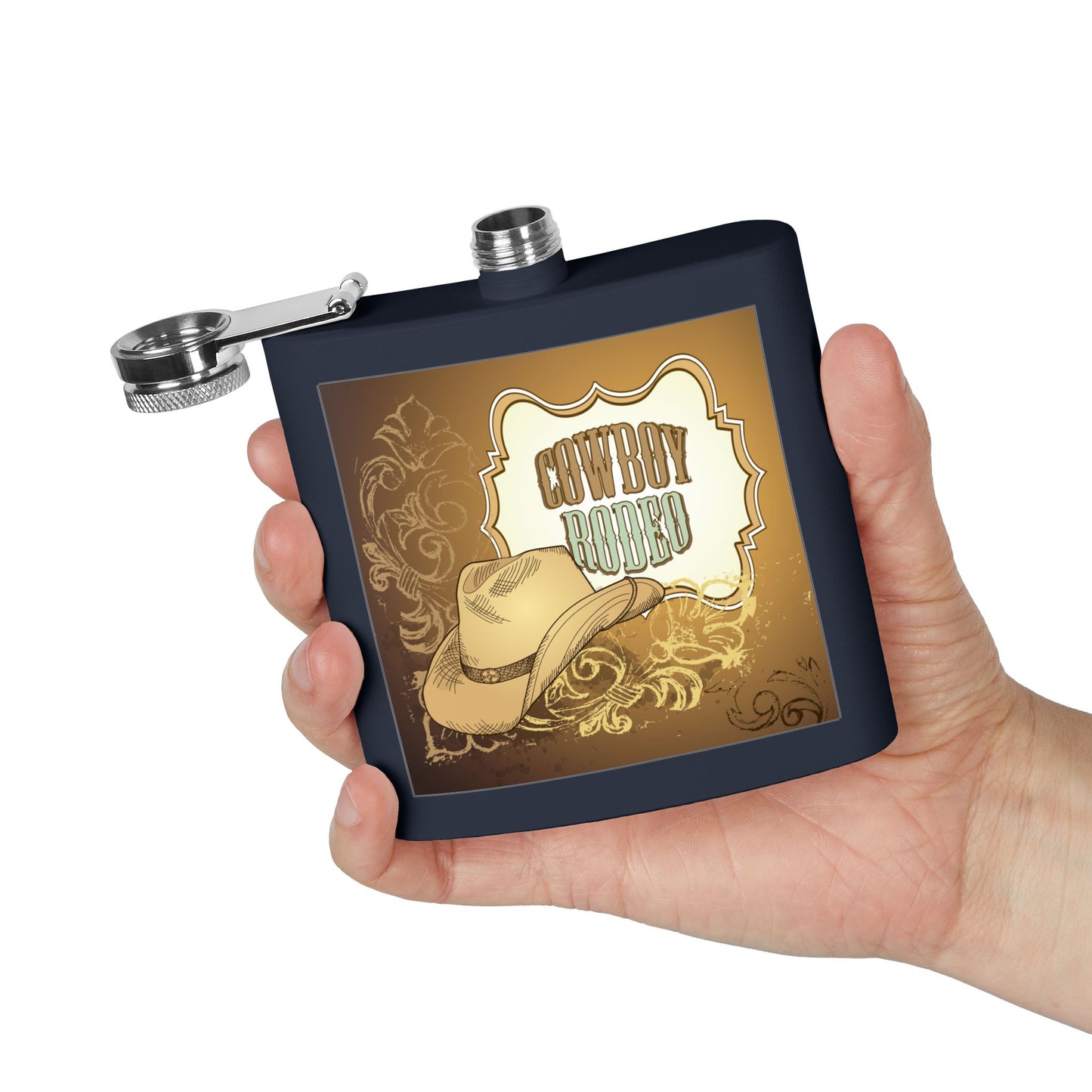 Cowboy Rodeo Stainless Steel Flask, 6oz