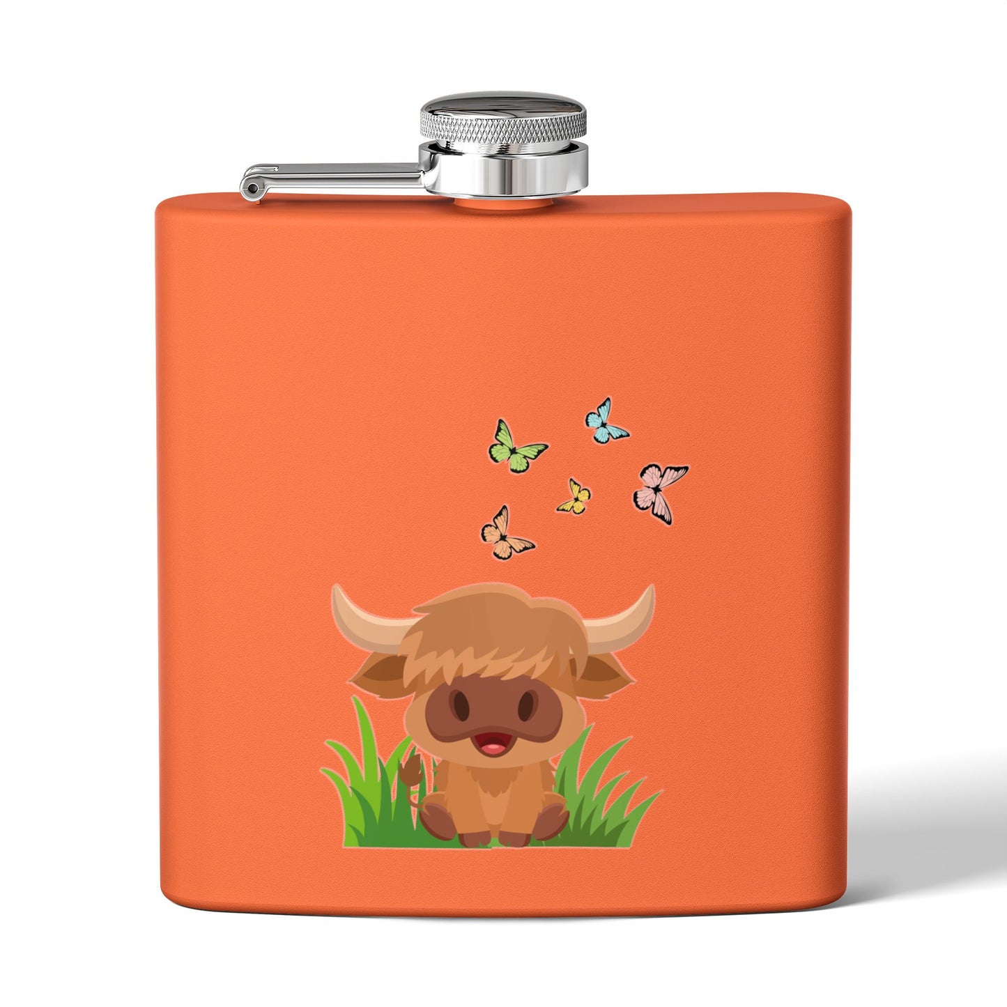 Highland Cow Stainless Steel Flask, 6oz