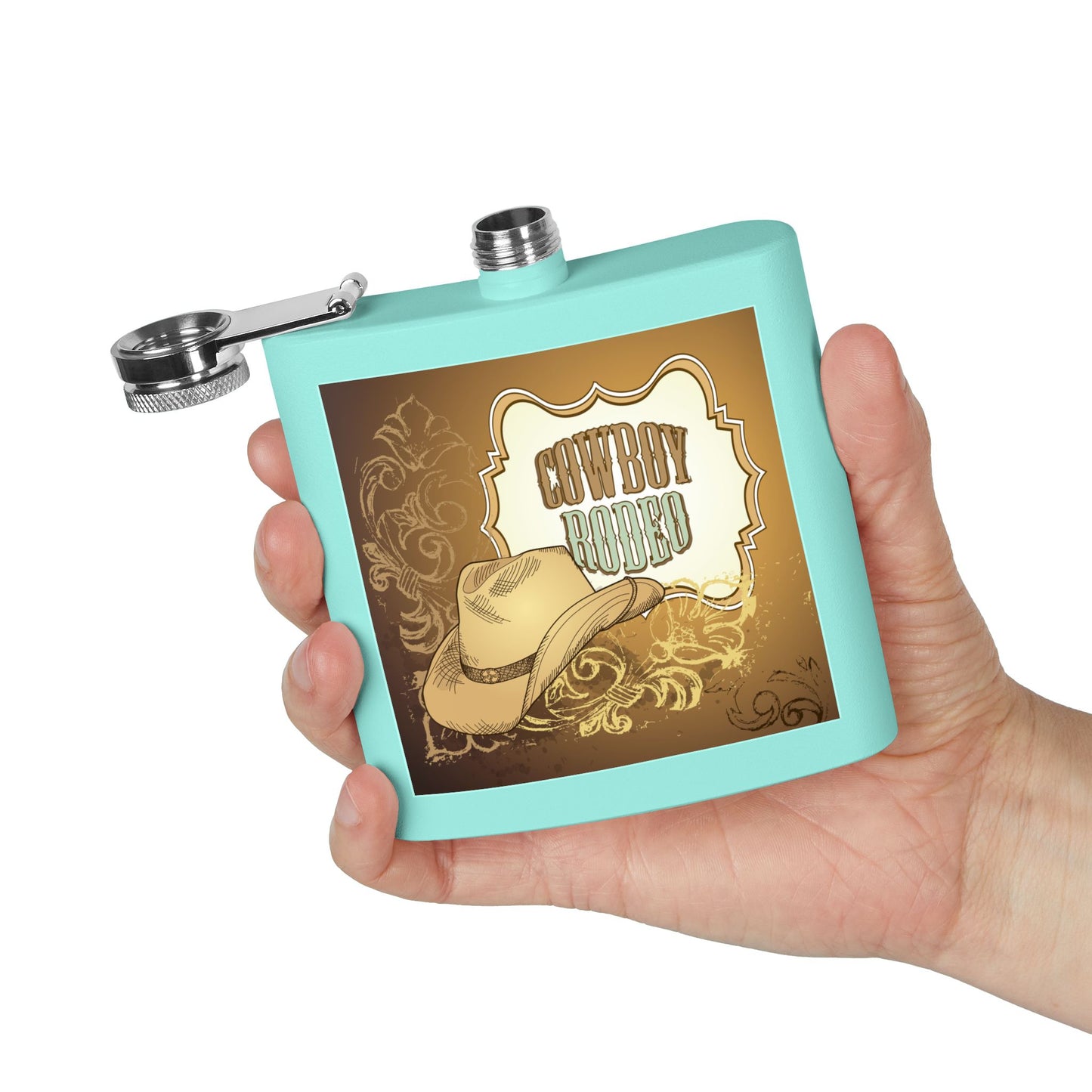Cowboy Rodeo Stainless Steel Flask, 6oz