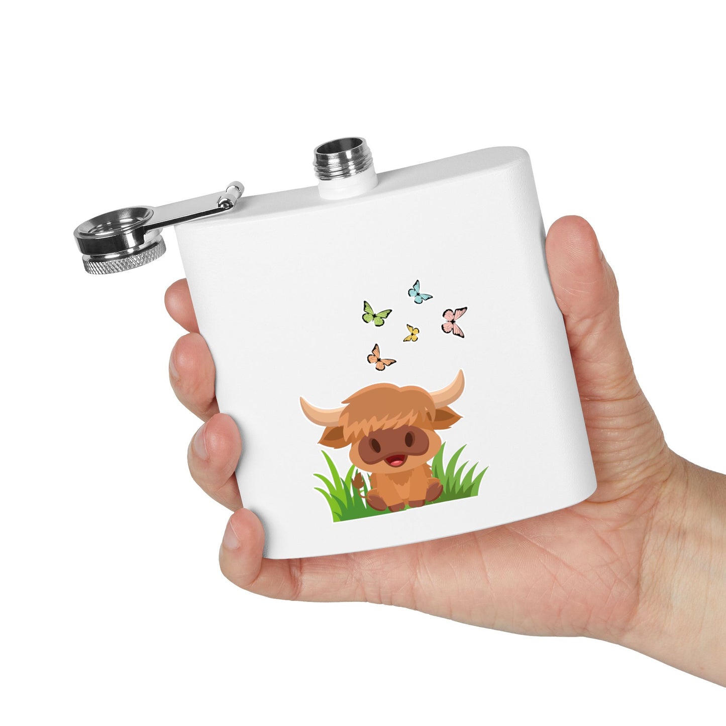 Highland Cow Stainless Steel Flask, 6oz