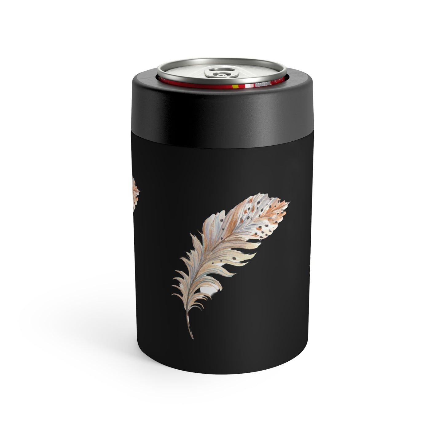 Feather Print Stainless Can Holder