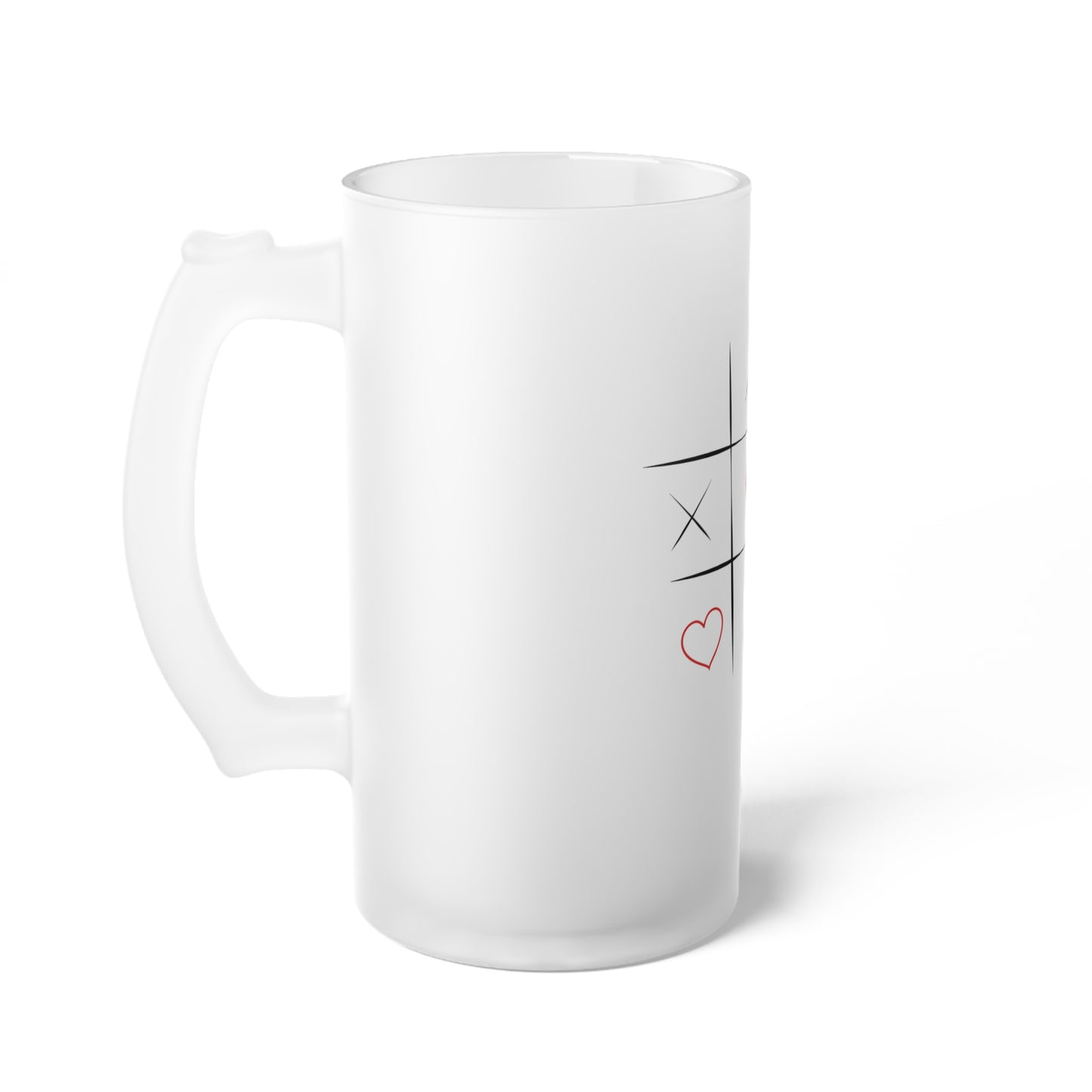 Noughts and Crosses Love Edition Frosted Glass Beer Mug