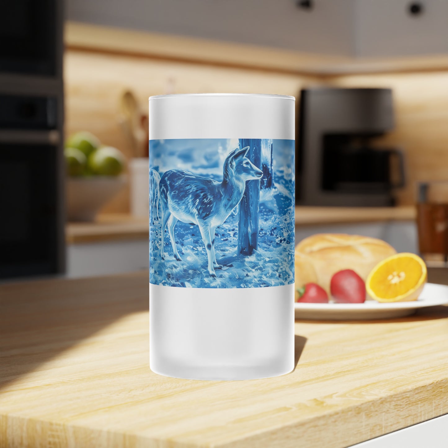 Deep Freeze Deer Frosted Glass Beer Mug