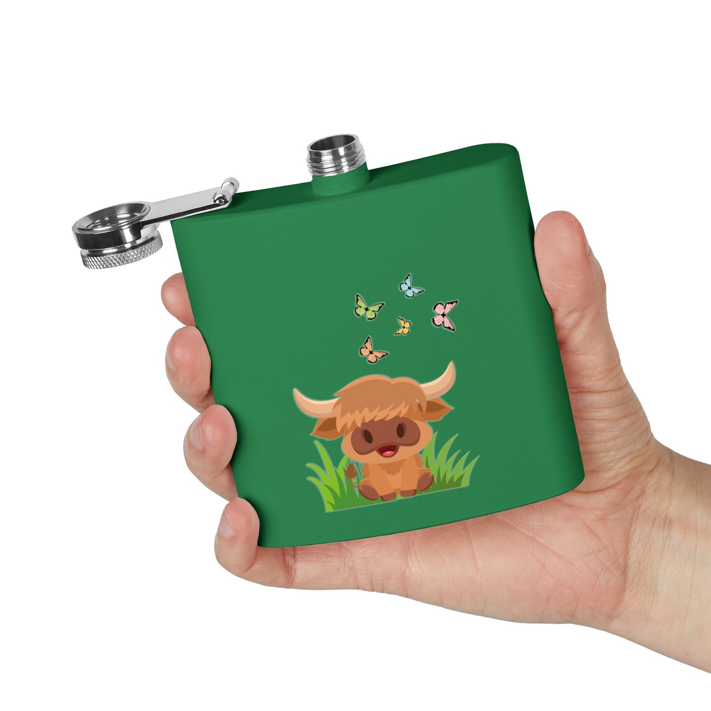 Highland Cow Stainless Steel Flask, 6oz