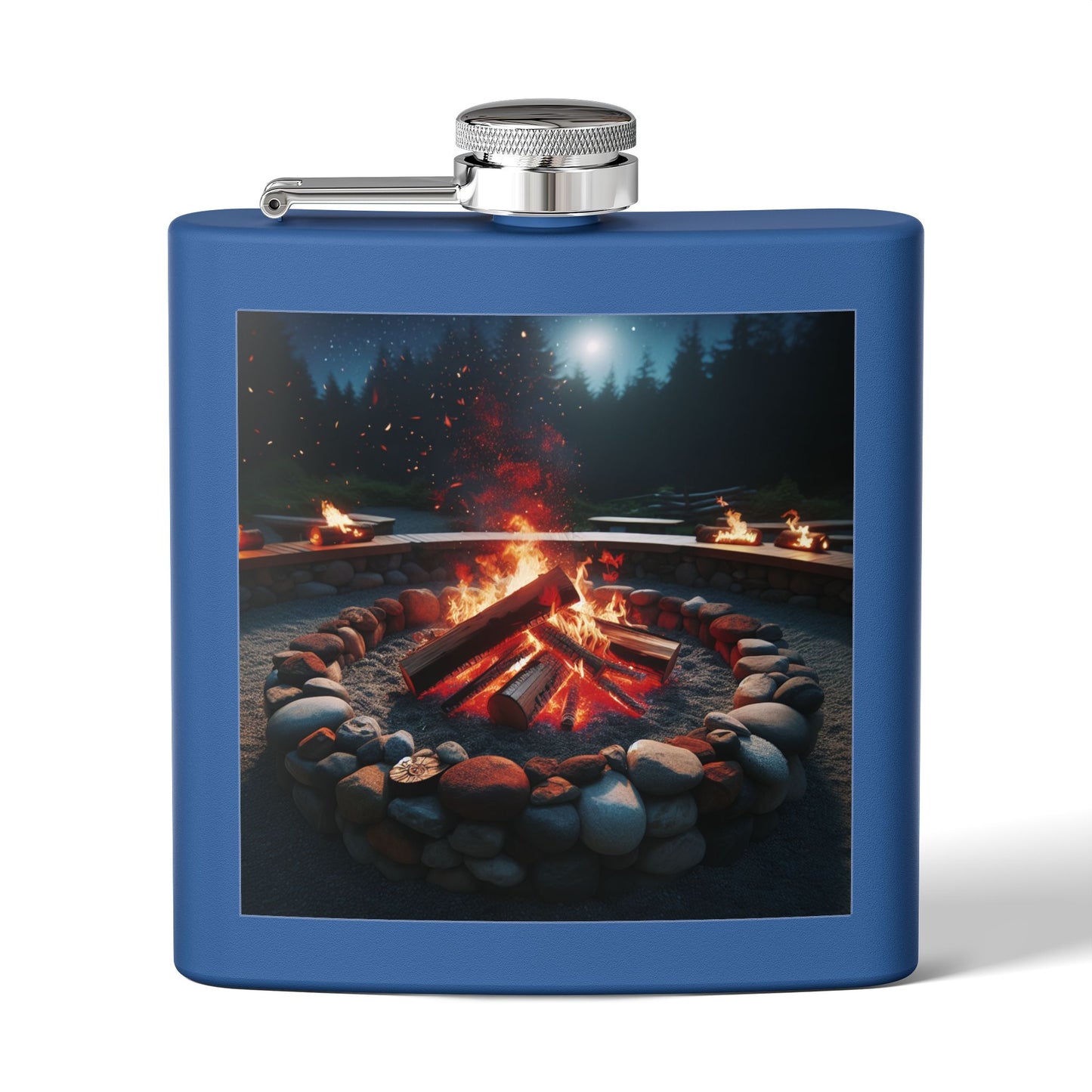 6oz Stainless Steel Flask with Firepit Design