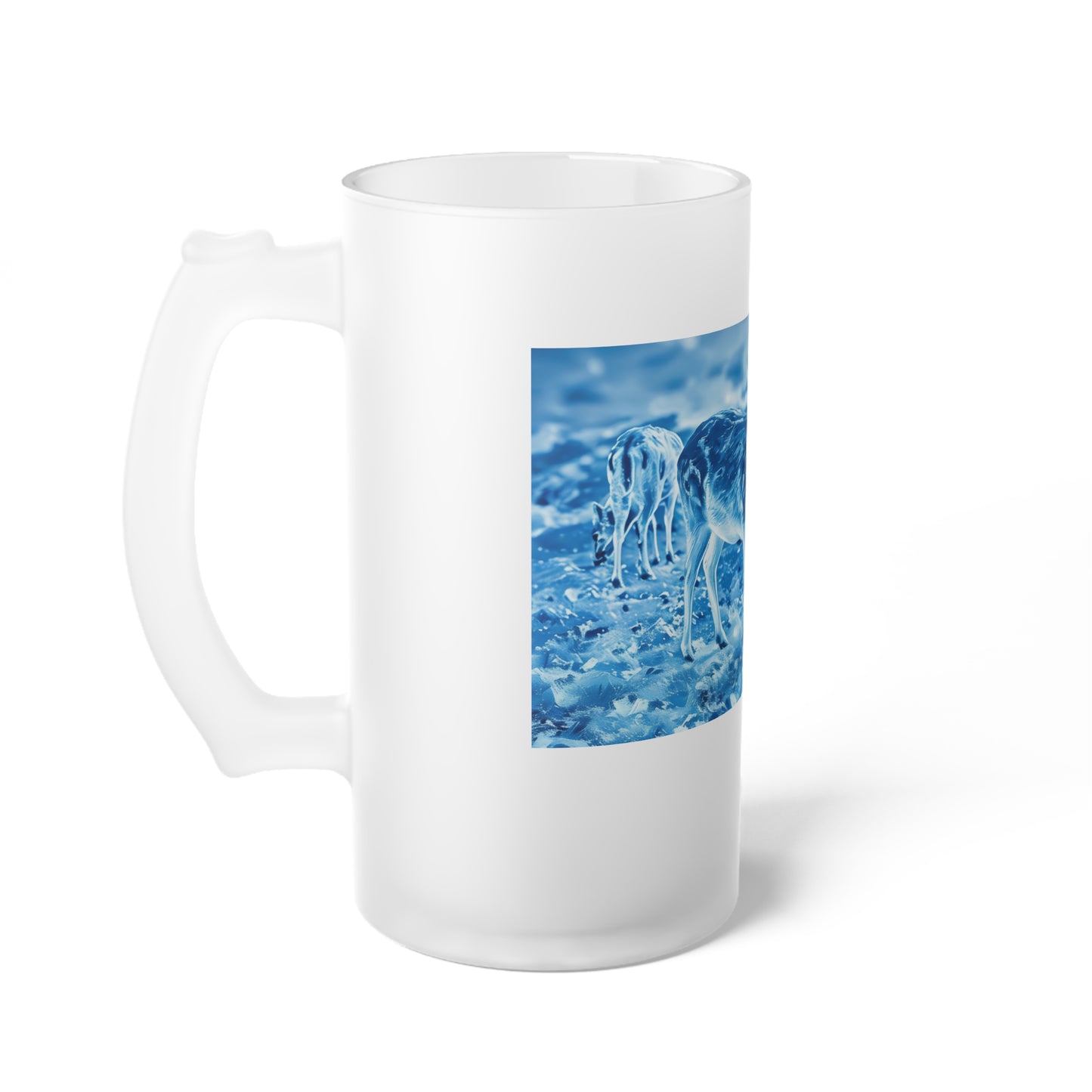 Deep Freeze Deer Frosted Glass Beer Mug