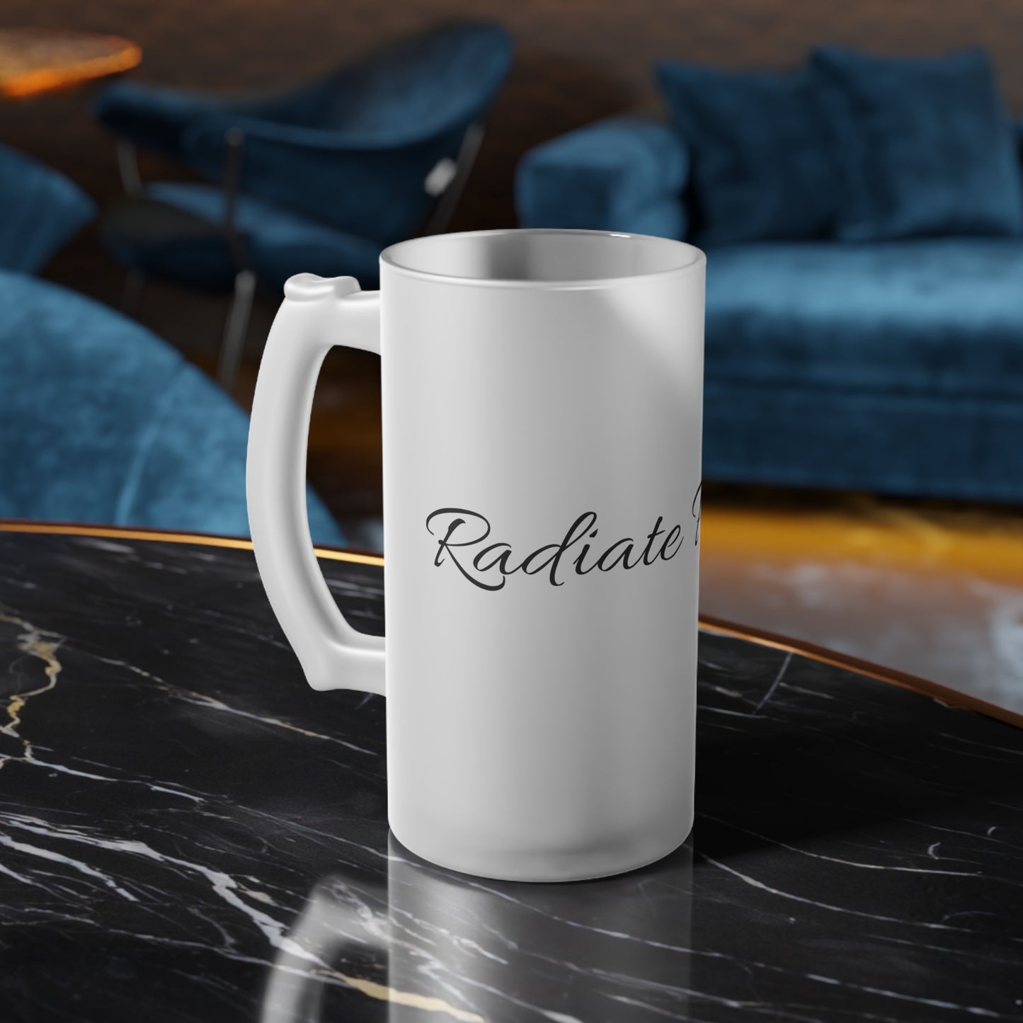 Radiate Positivity Frosted Glass Beer Mug