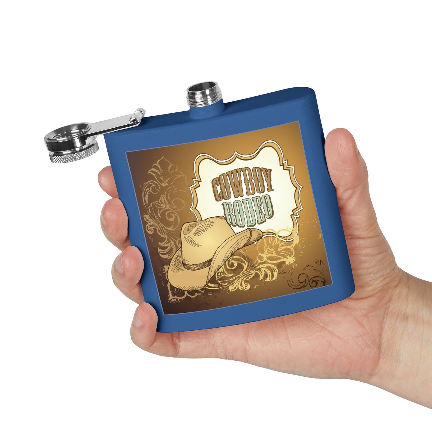Cowboy Rodeo Stainless Steel Flask, 6oz