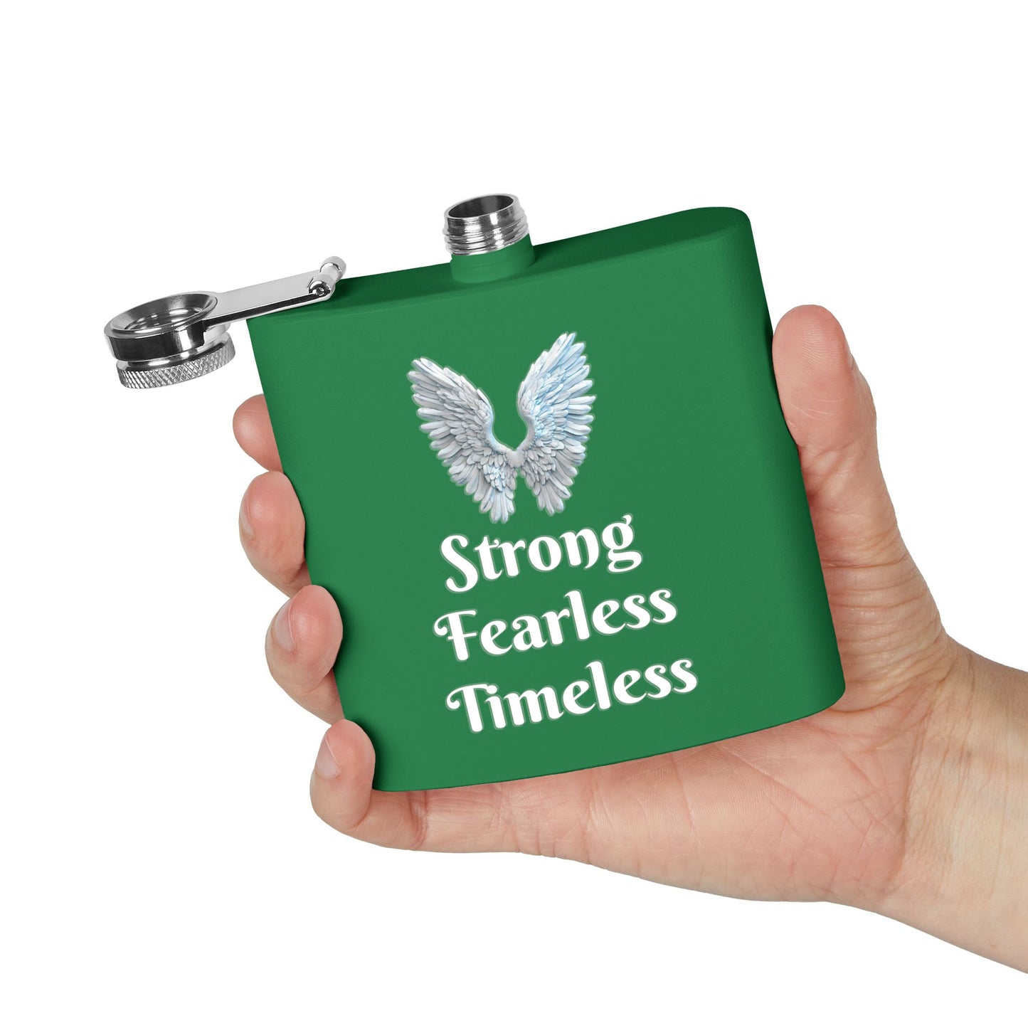 Strong Fearless Timeless Stainless Steel Flask, 6oz
