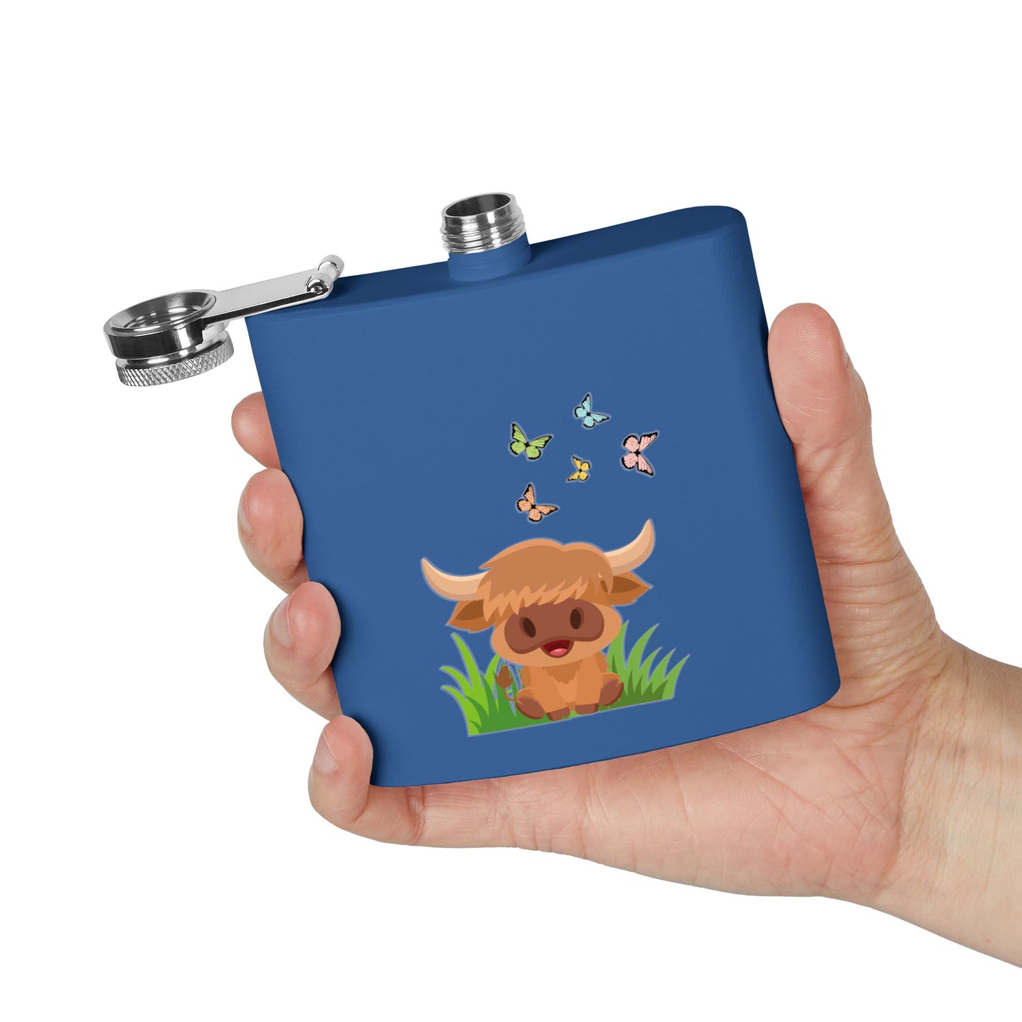 Highland Cow Stainless Steel Flask, 6oz