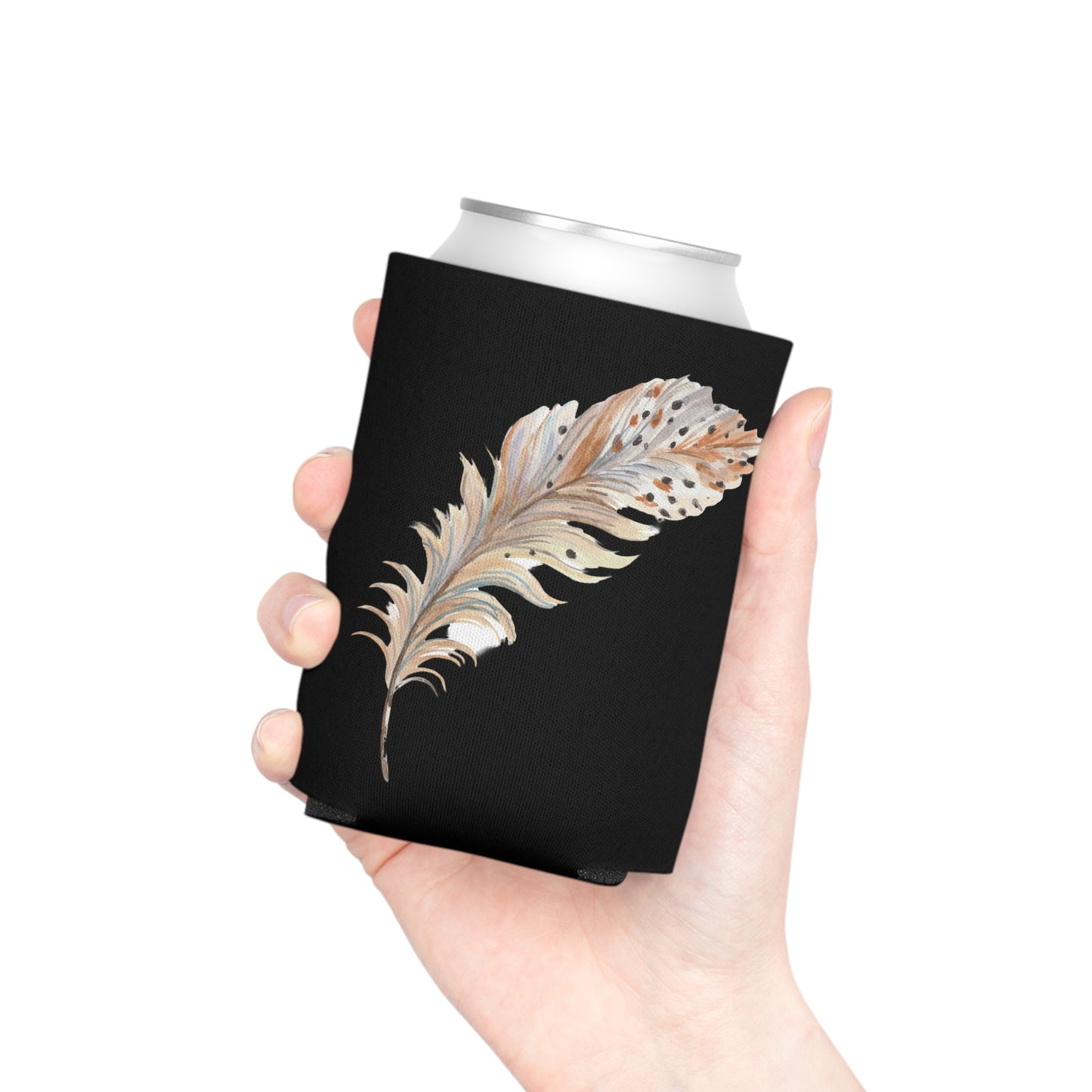 Feather Print Can Cooler