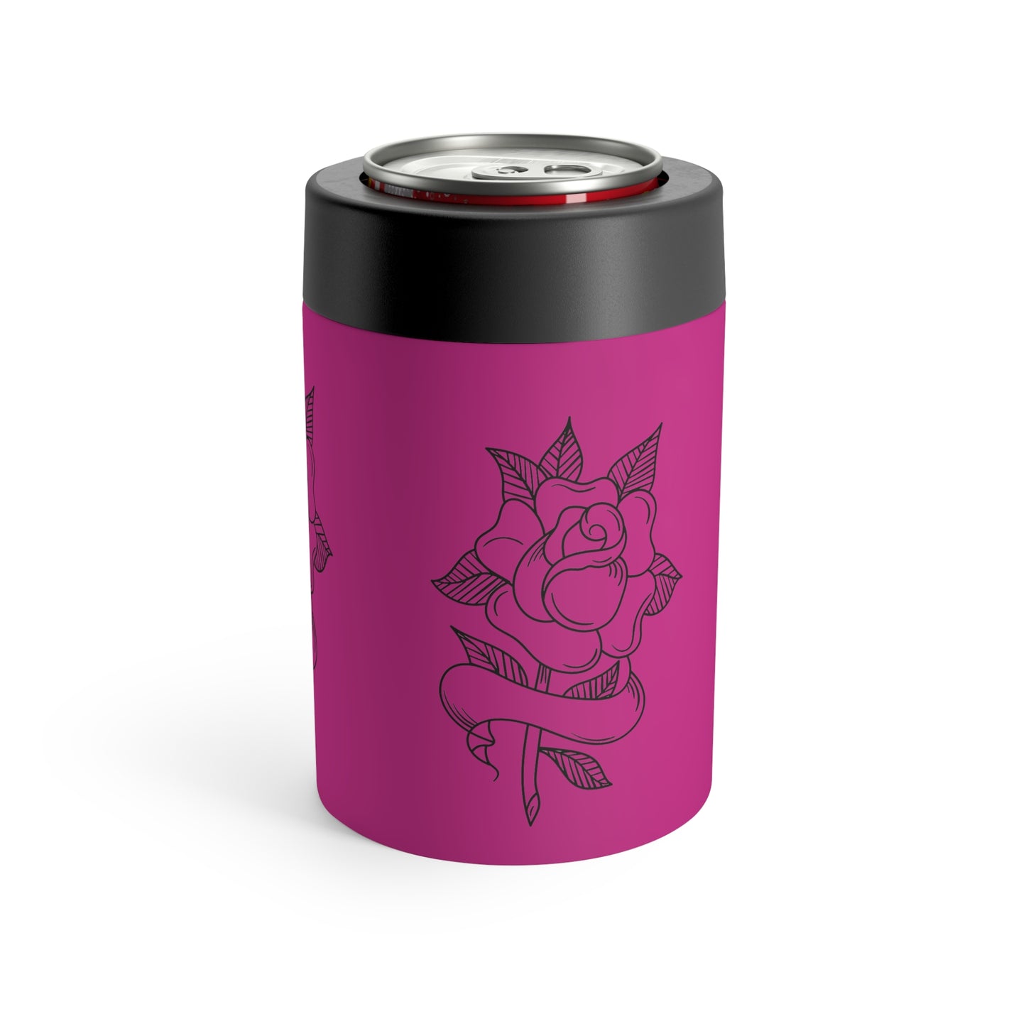 Rose Tattoo Stainless Can Holder