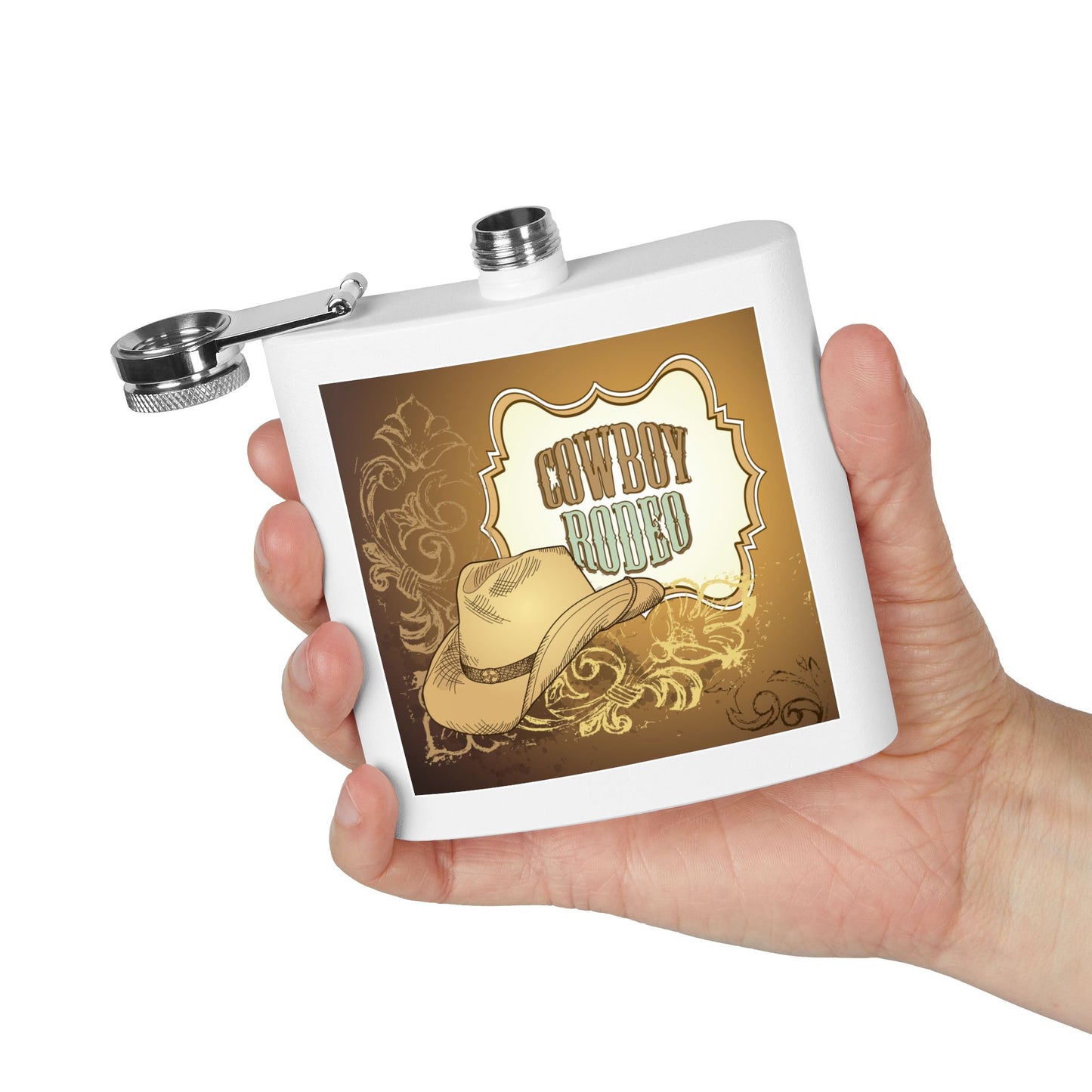 Cowboy Rodeo Stainless Steel Flask, 6oz