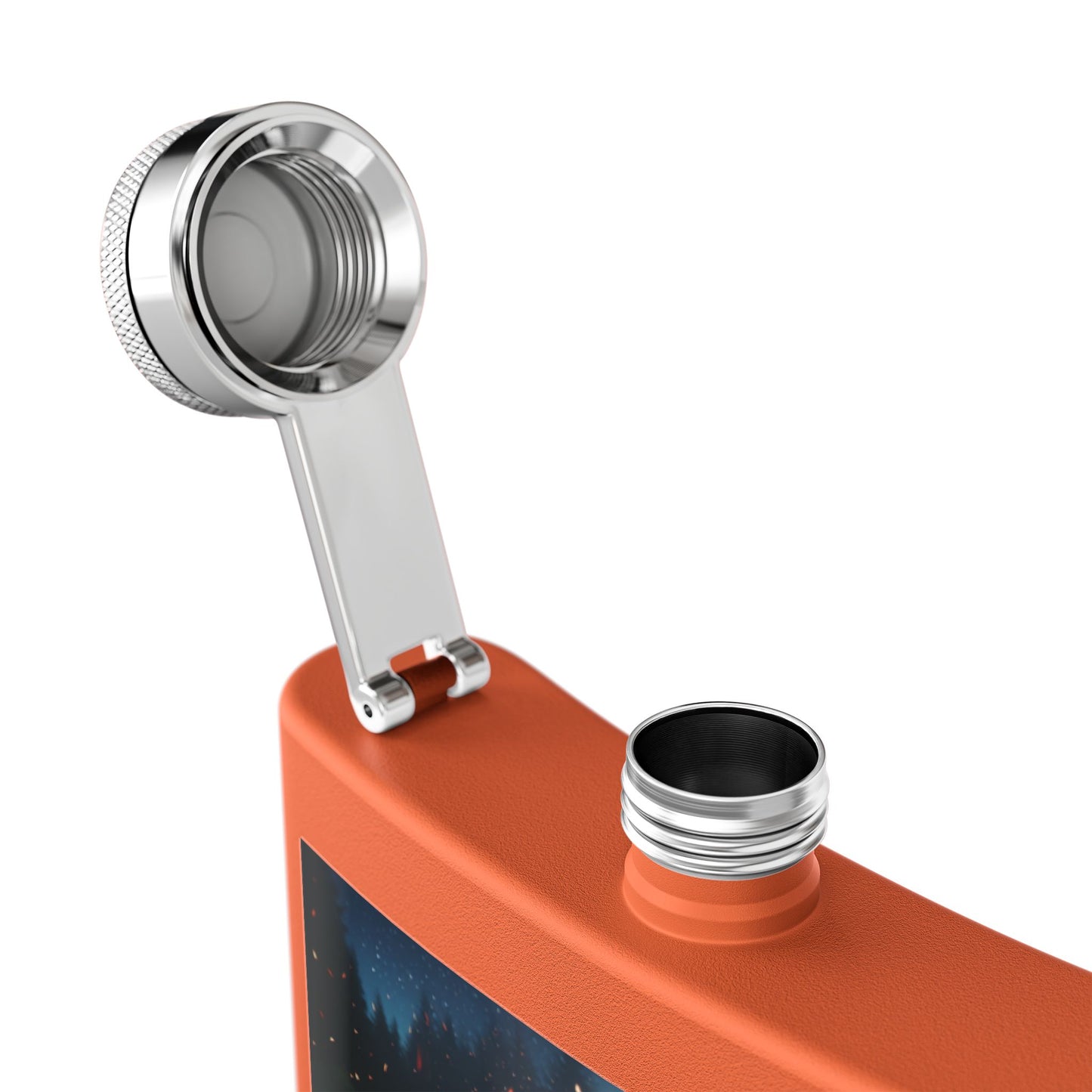 6oz Stainless Steel Flask with Firepit Design