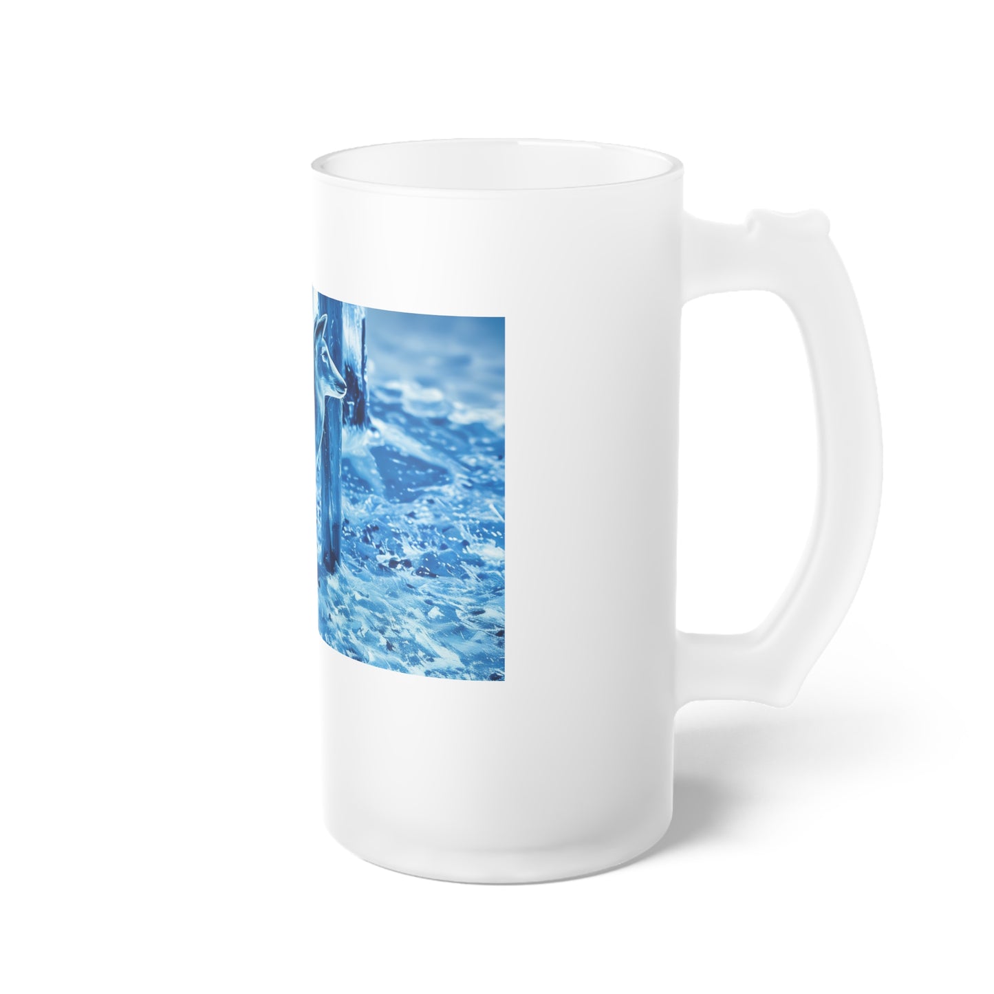 Deep Freeze Deer Frosted Glass Beer Mug