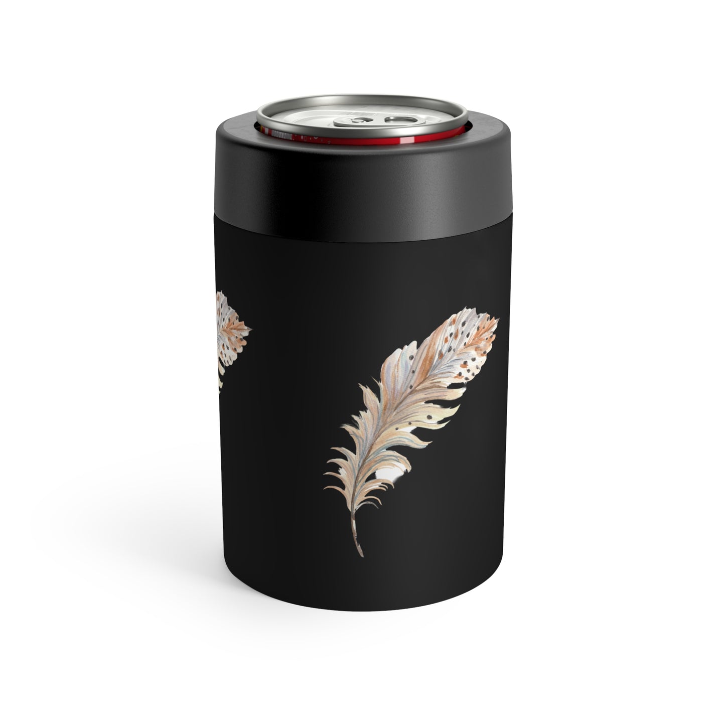 Feather Print Stainless Can Holder