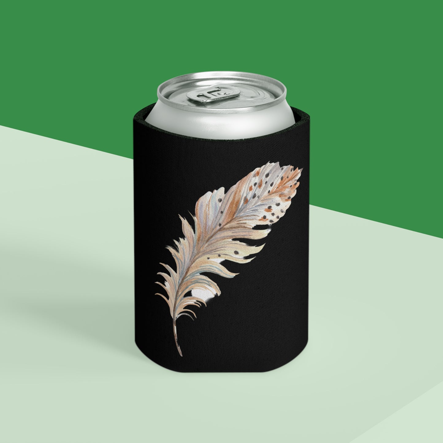 Feather Print Can Cooler