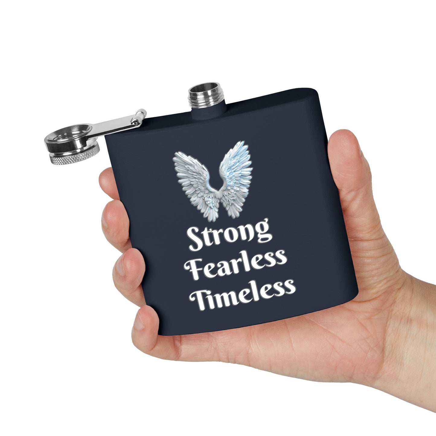 Strong Fearless Timeless Stainless Steel Flask, 6oz