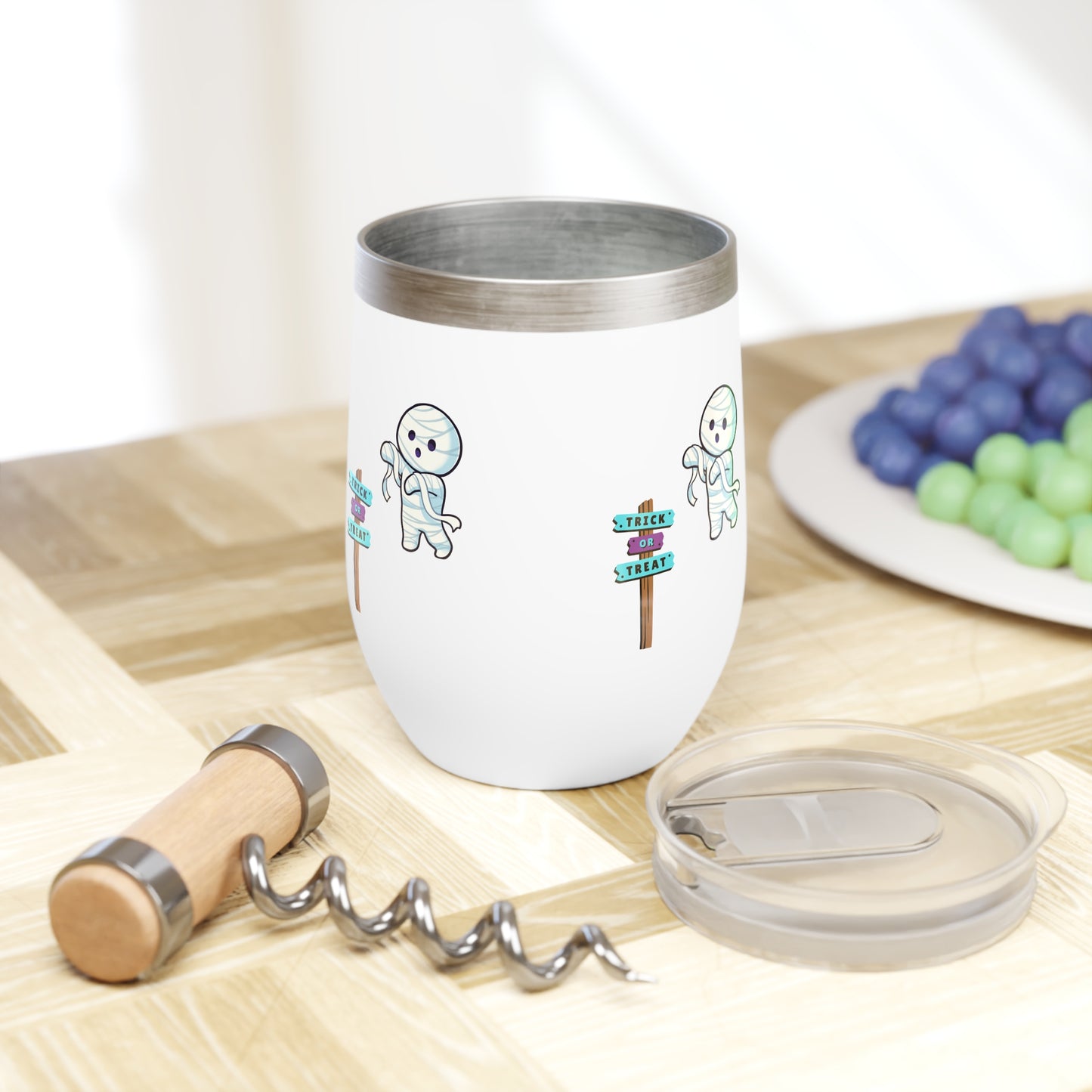 Halloween Bandaged Ghost Chill Wine Tumbler