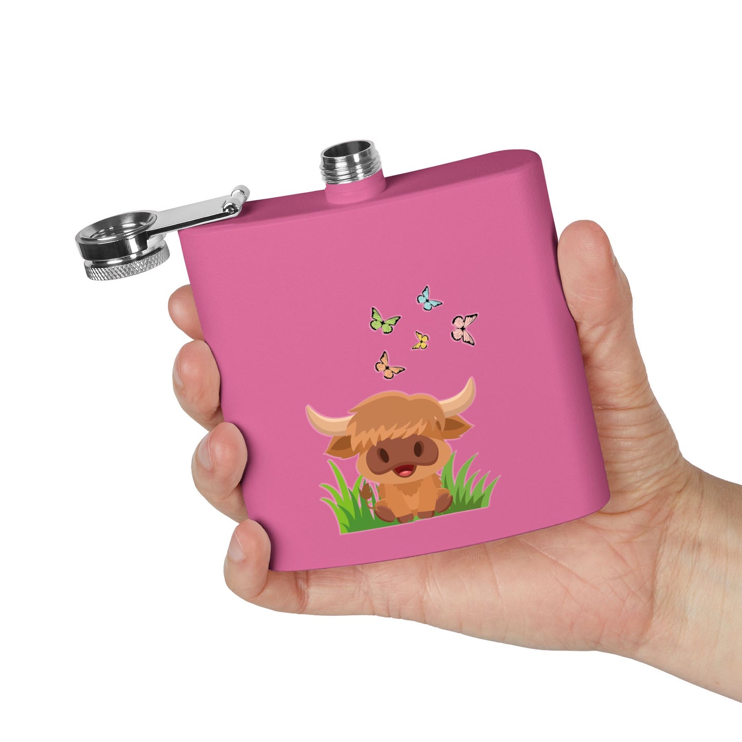 Highland Cow Stainless Steel Flask, 6oz