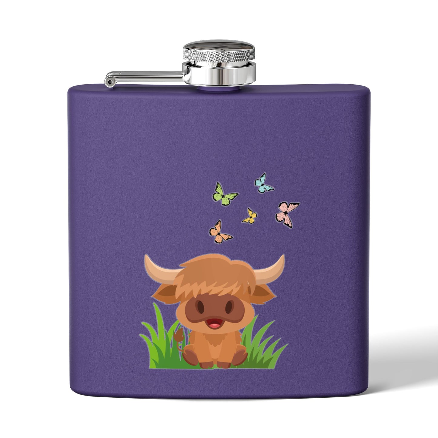 Highland Cow Stainless Steel Flask, 6oz
