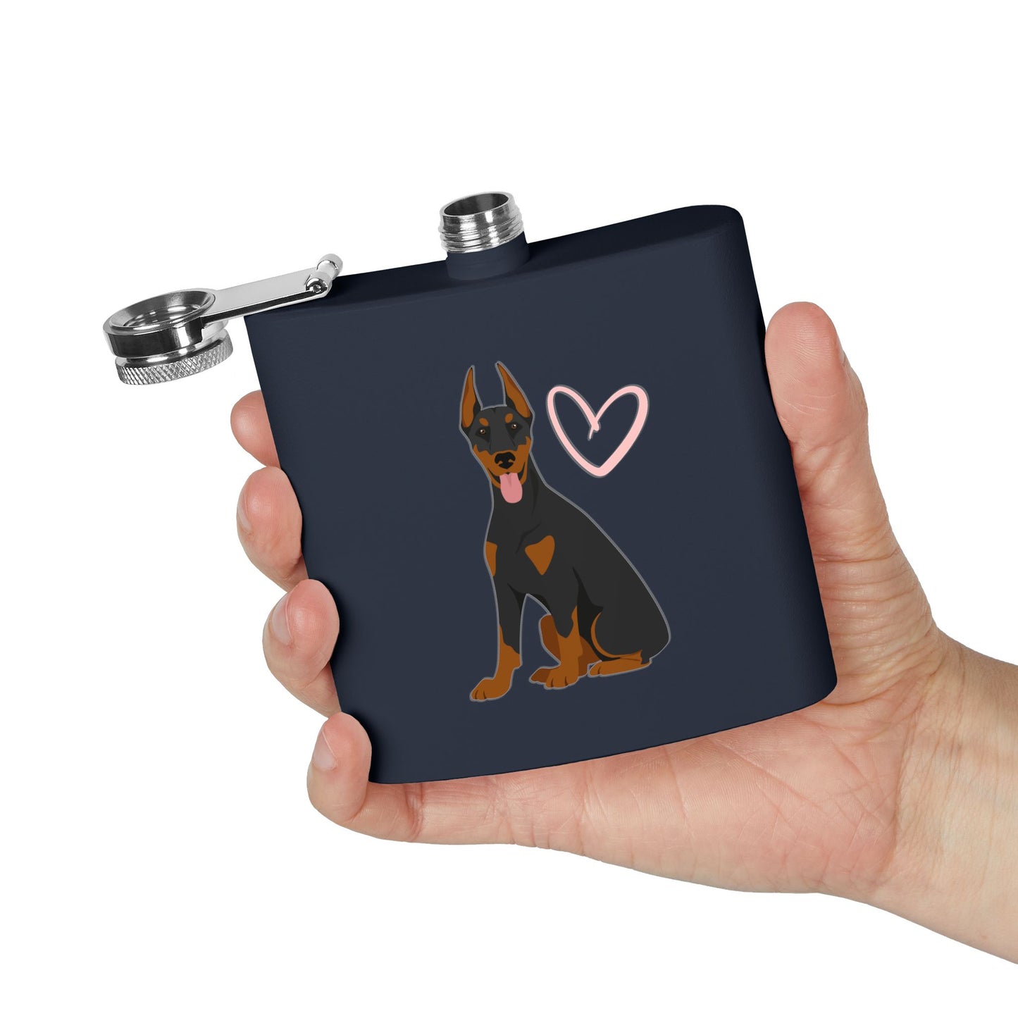 Doberman Stainless Steel Flask, 6oz