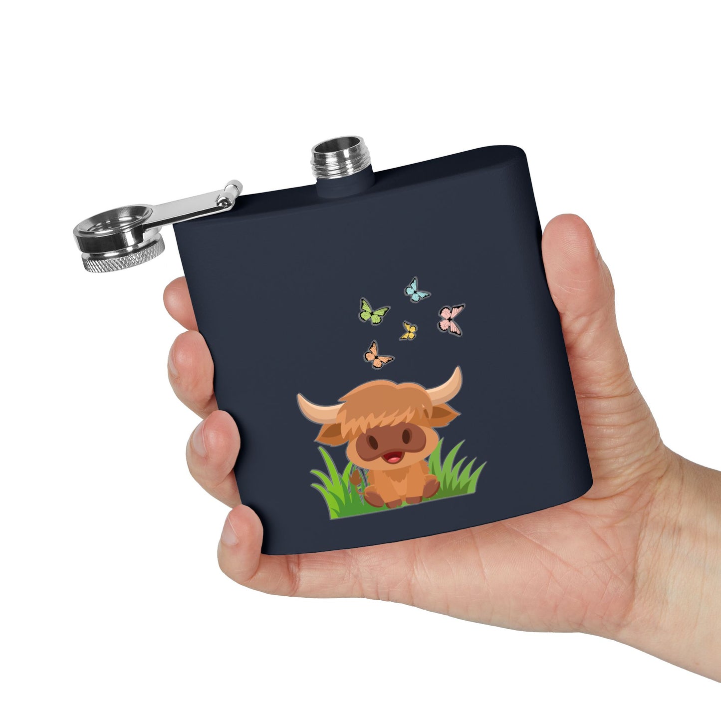 Highland Cow Stainless Steel Flask, 6oz