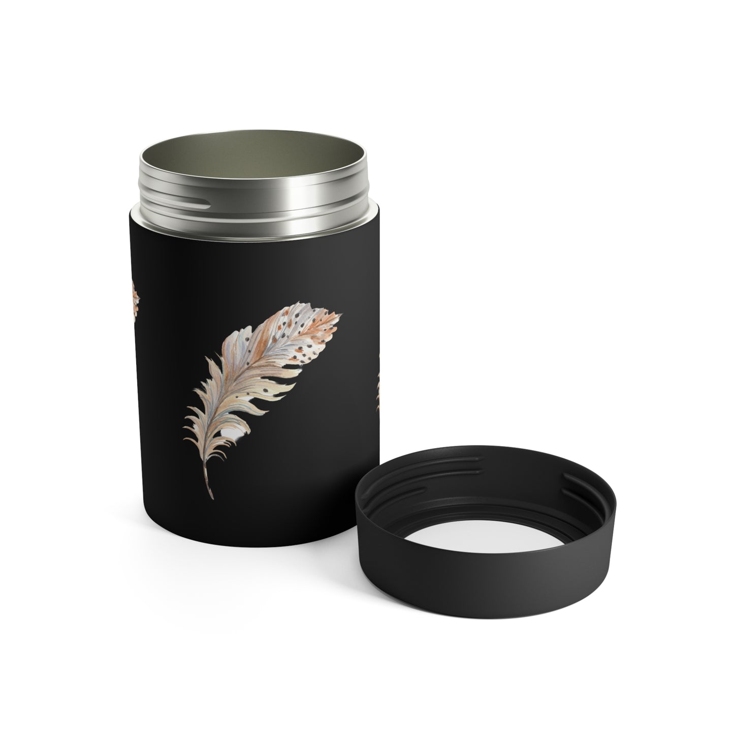 Feather Print Stainless Can Holder
