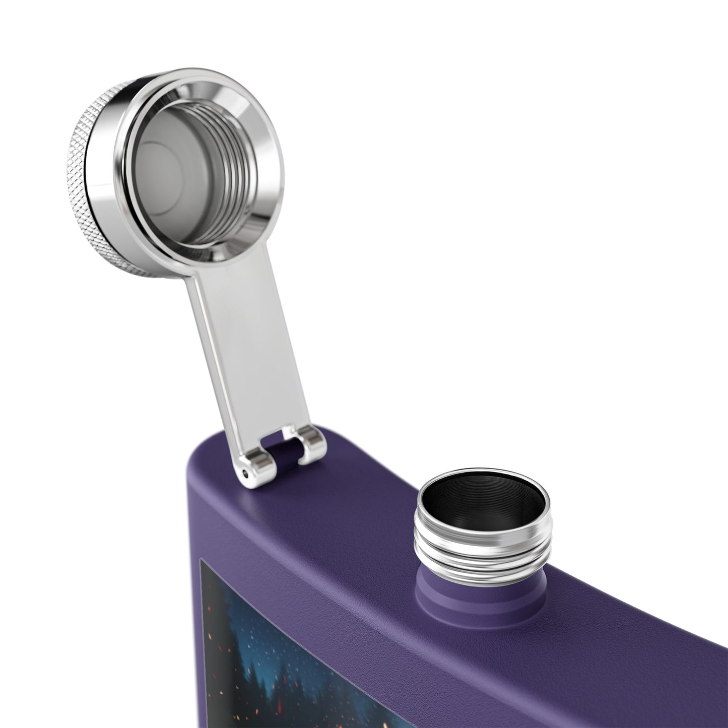 6oz Stainless Steel Flask with Firepit Design
