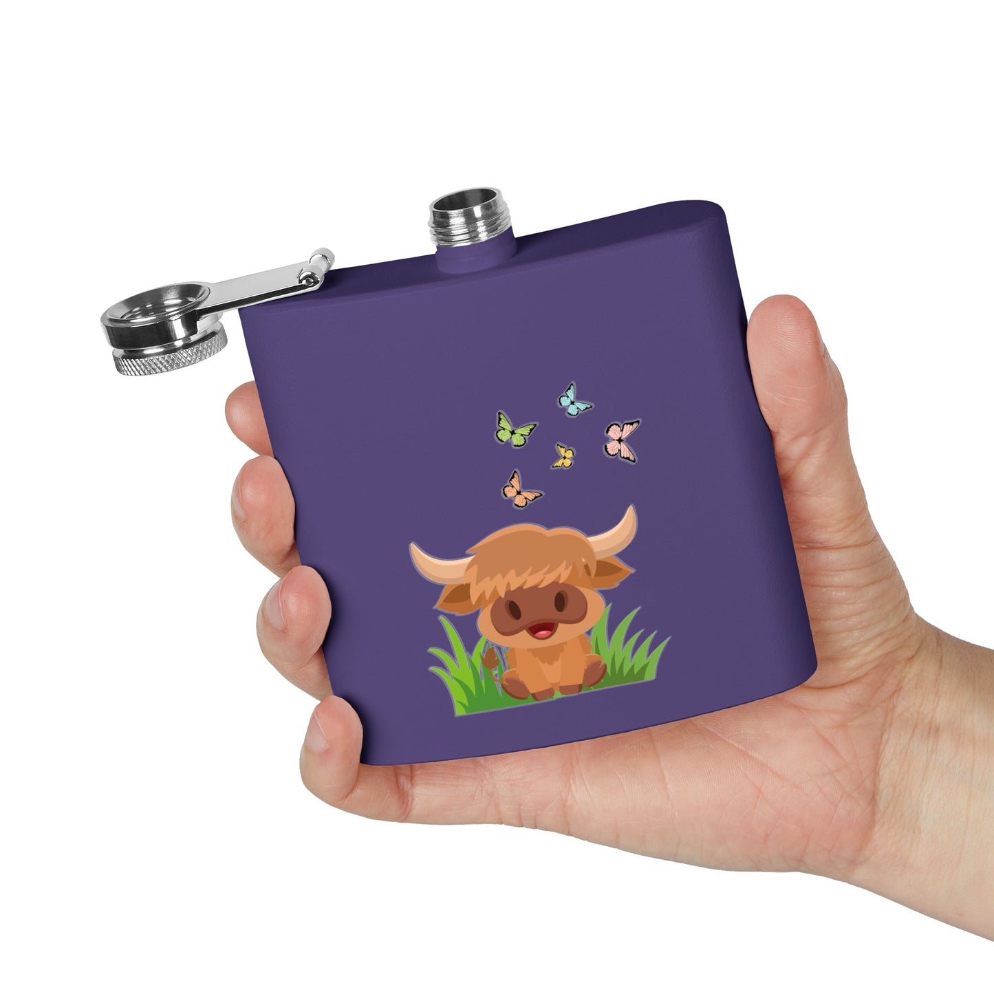 Highland Cow Stainless Steel Flask, 6oz