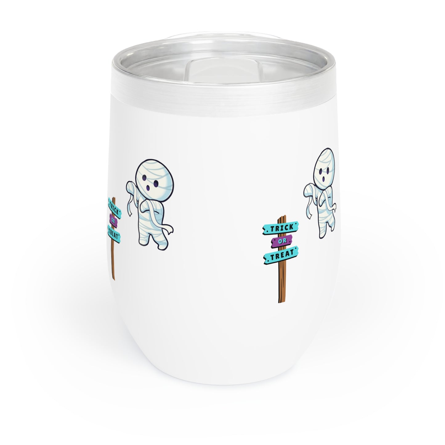Halloween Bandaged Ghost Chill Wine Tumbler