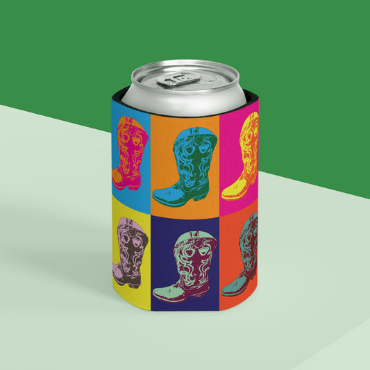 Cowboy Boot Pop Art Can Cooler