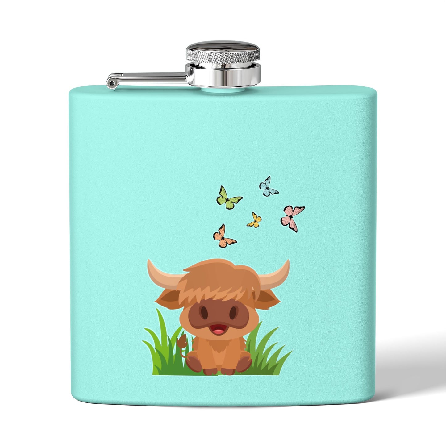 Highland Cow Stainless Steel Flask, 6oz
