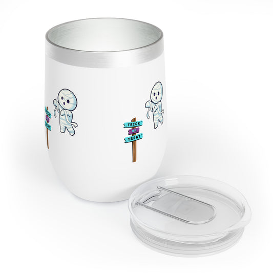 Halloween Bandaged Ghost Chill Wine Tumbler