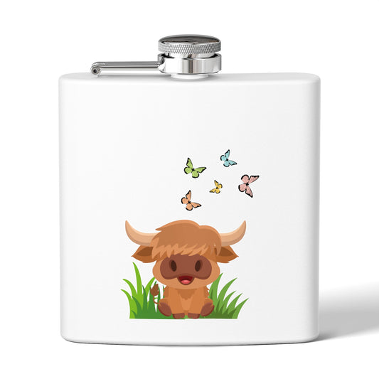 Highland Cow Stainless Steel Flask, 6oz