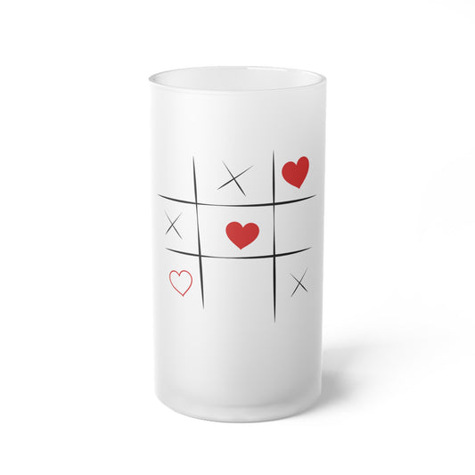 Noughts and Crosses Love Edition Frosted Glass Beer Mug