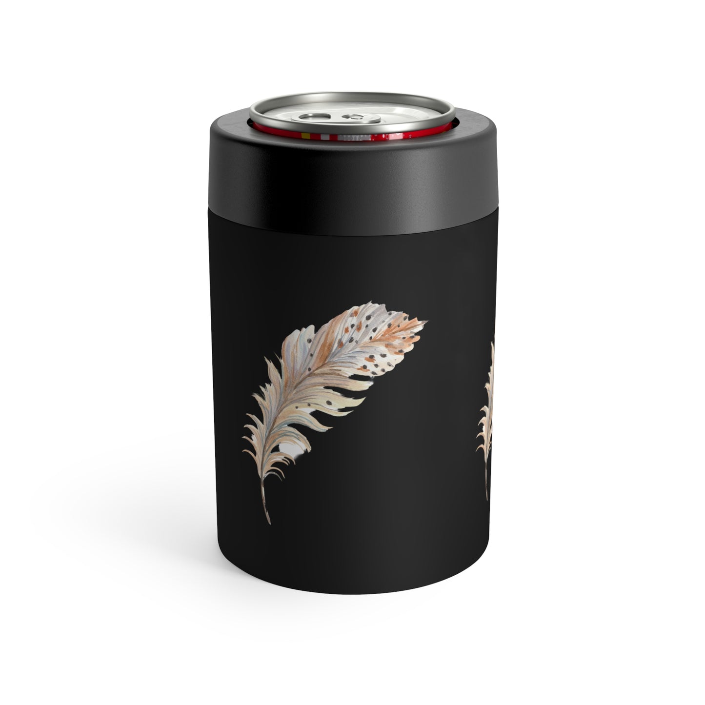 Feather Print Stainless Can Holder
